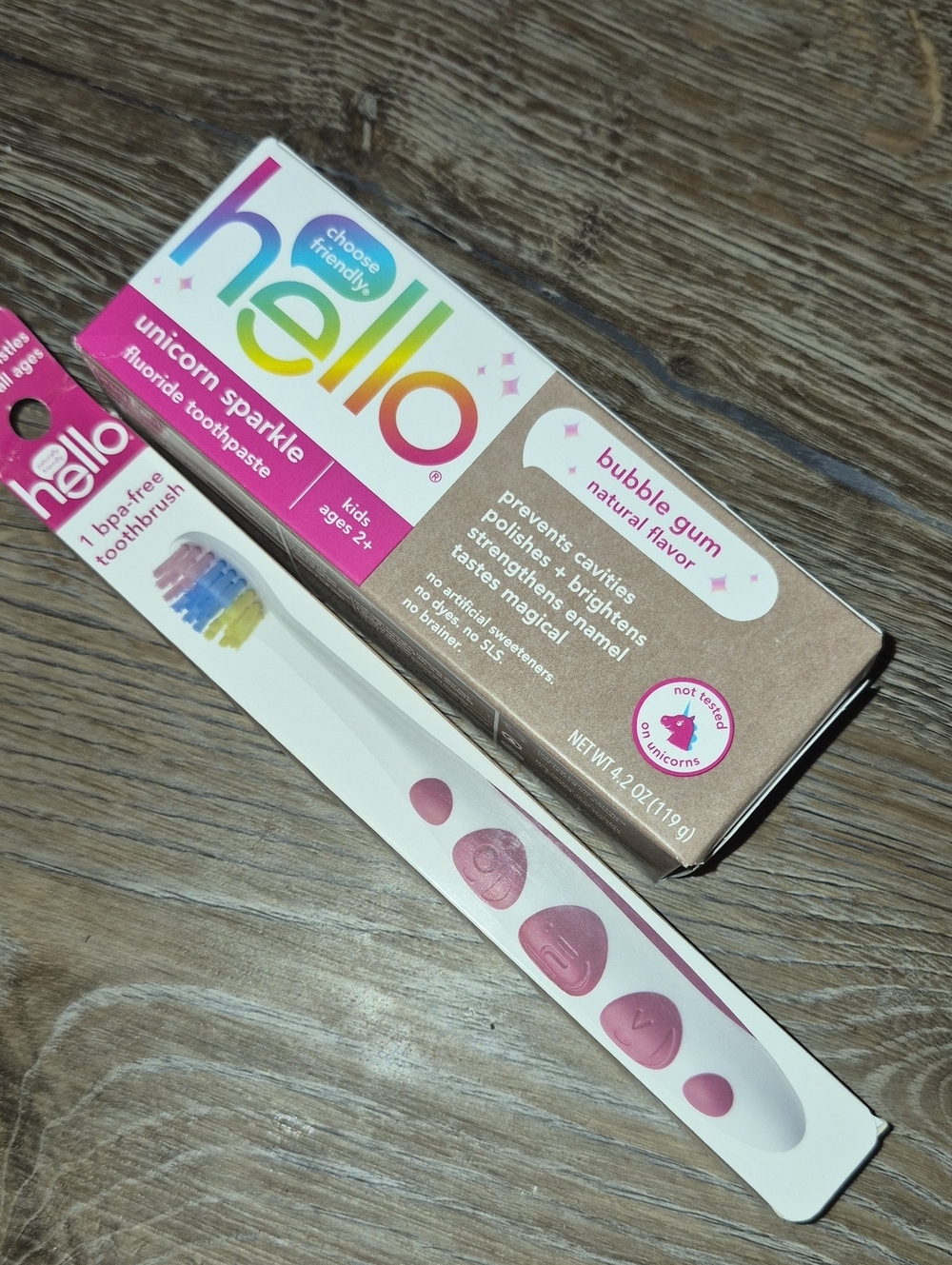 Kids Bubble Gum Toothpaste & Pink Toothbrush Set - Unicorn Sparkle Nwt